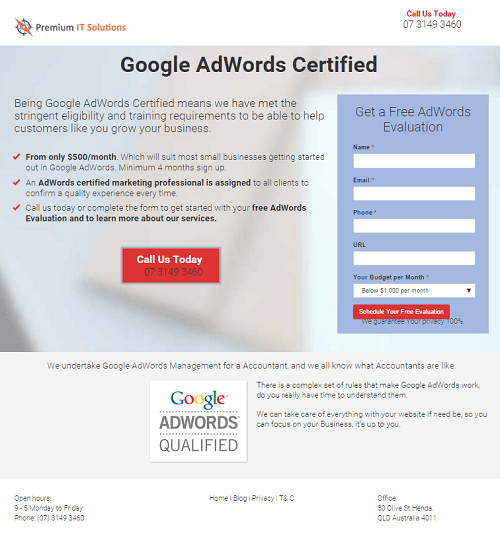 original adwords page for test in feng-gui