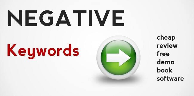 negative keywords list project